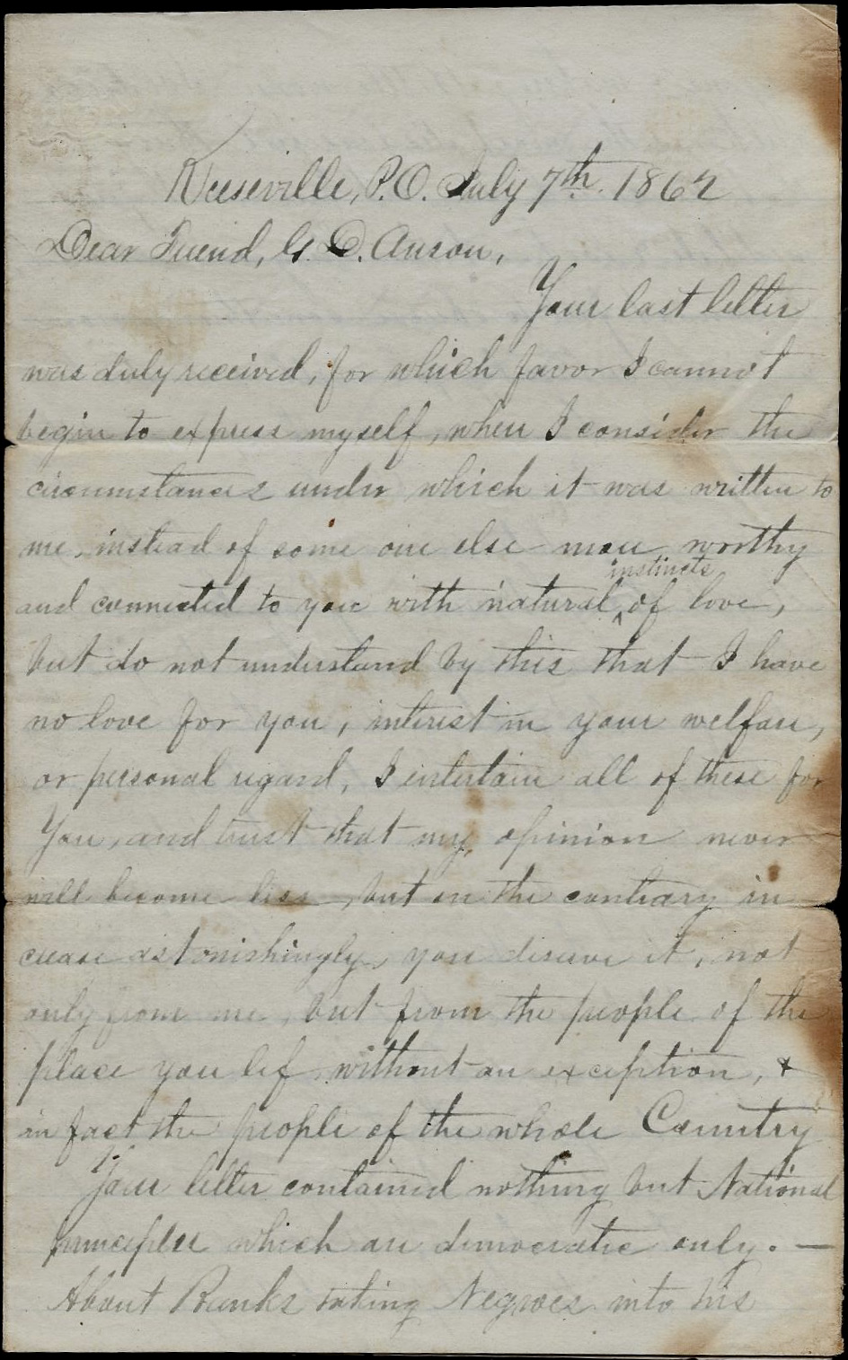 1862: Unidentified Author to George D. Anson | Spared & Shared 23