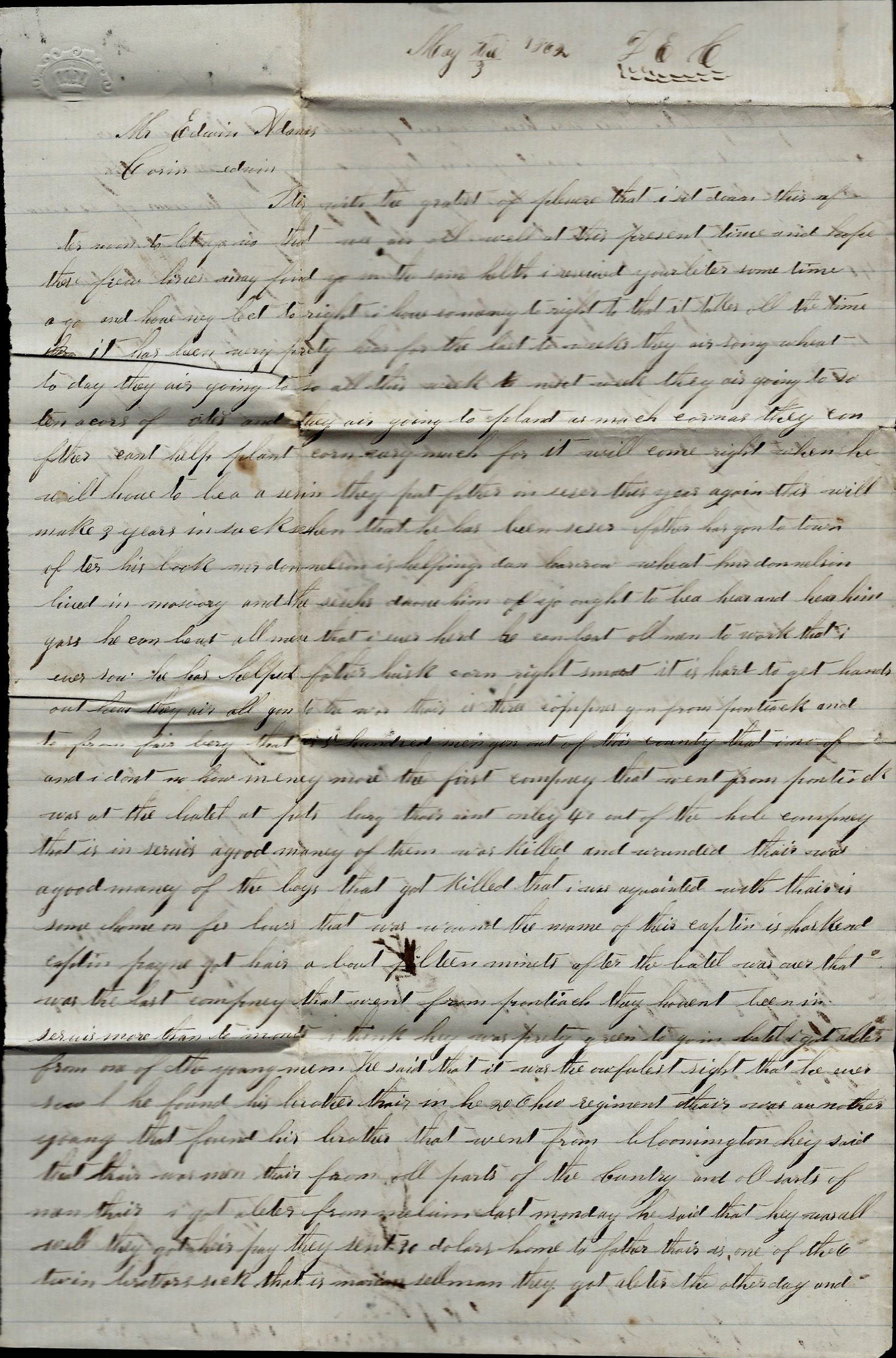 1862: Dorcas E. Conners to Edwin G. Adams | Spared & Shared 23