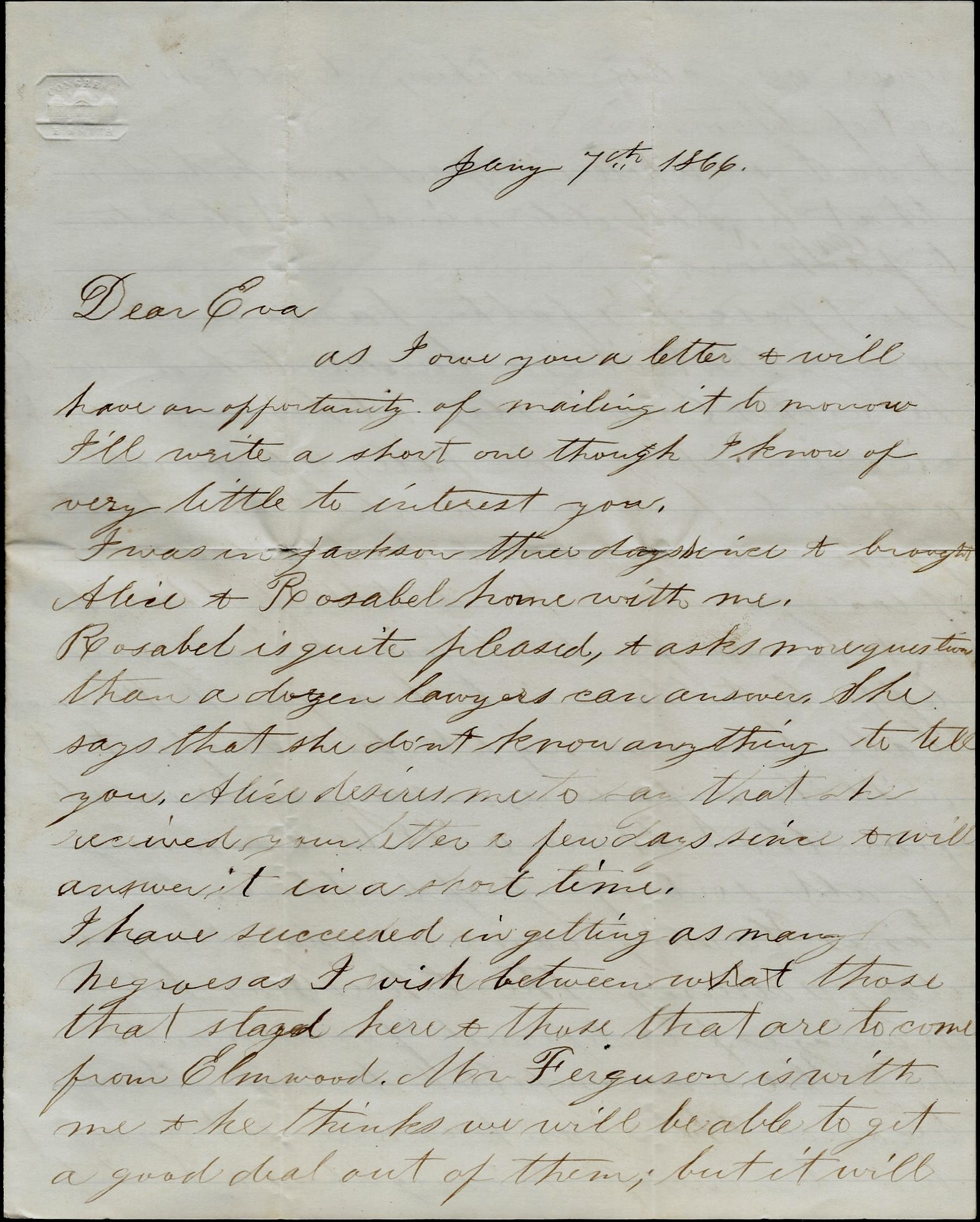 1866: Charles William Petrie to Eva Petrie | Spared & Shared 23