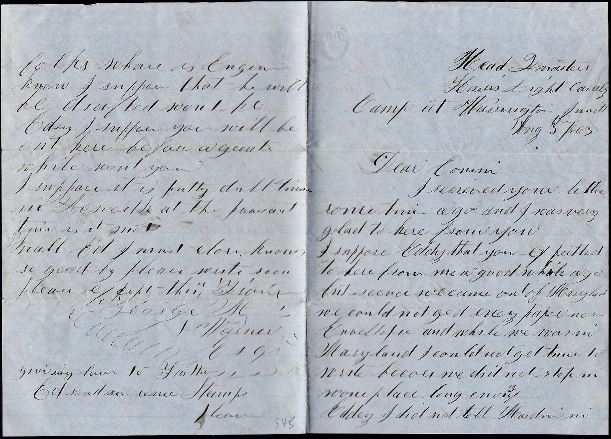 1863: George M. Warner to his Cousin | Spared & Shared 23