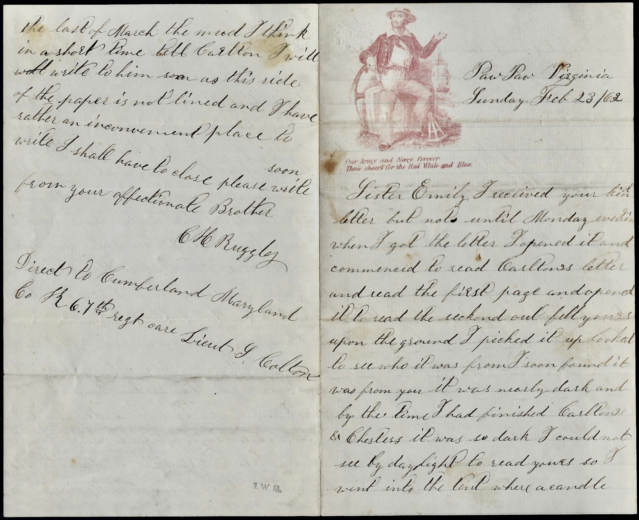 1862: Comfort Heber Ruggles to Emily Ruggles | Spared & Shared 23